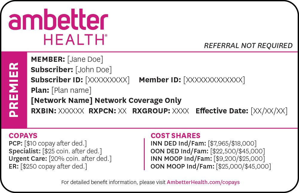 Ambetter from MHS Premier sample ID card