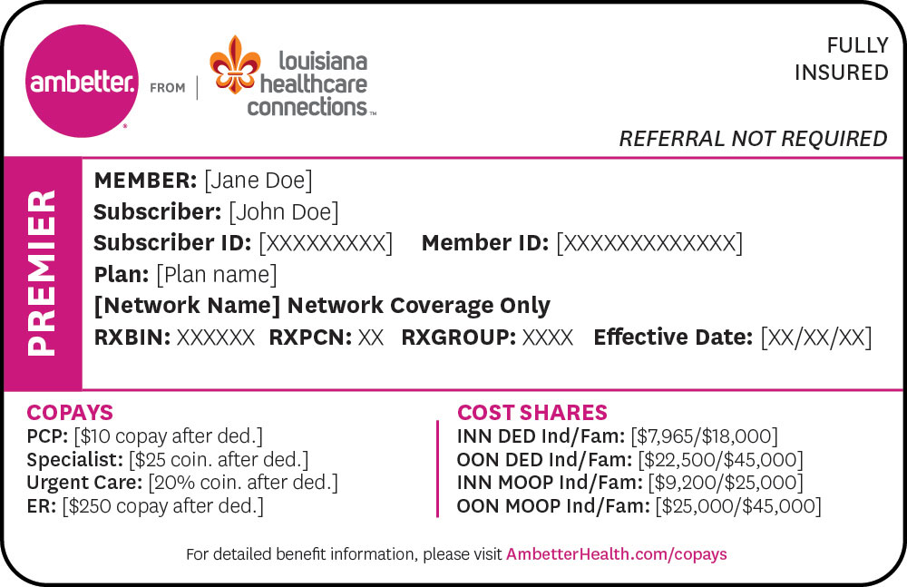 Ambetter from Louisiana Healthcare Connections premier member ID