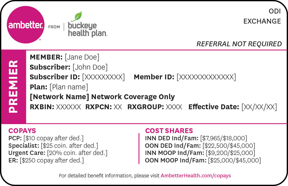 Ambetter from Buckeye Health Plan Premier member ID