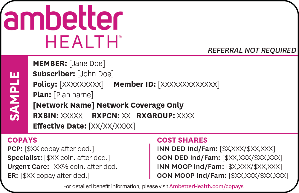 Sample Ambetter Health Member ID Card